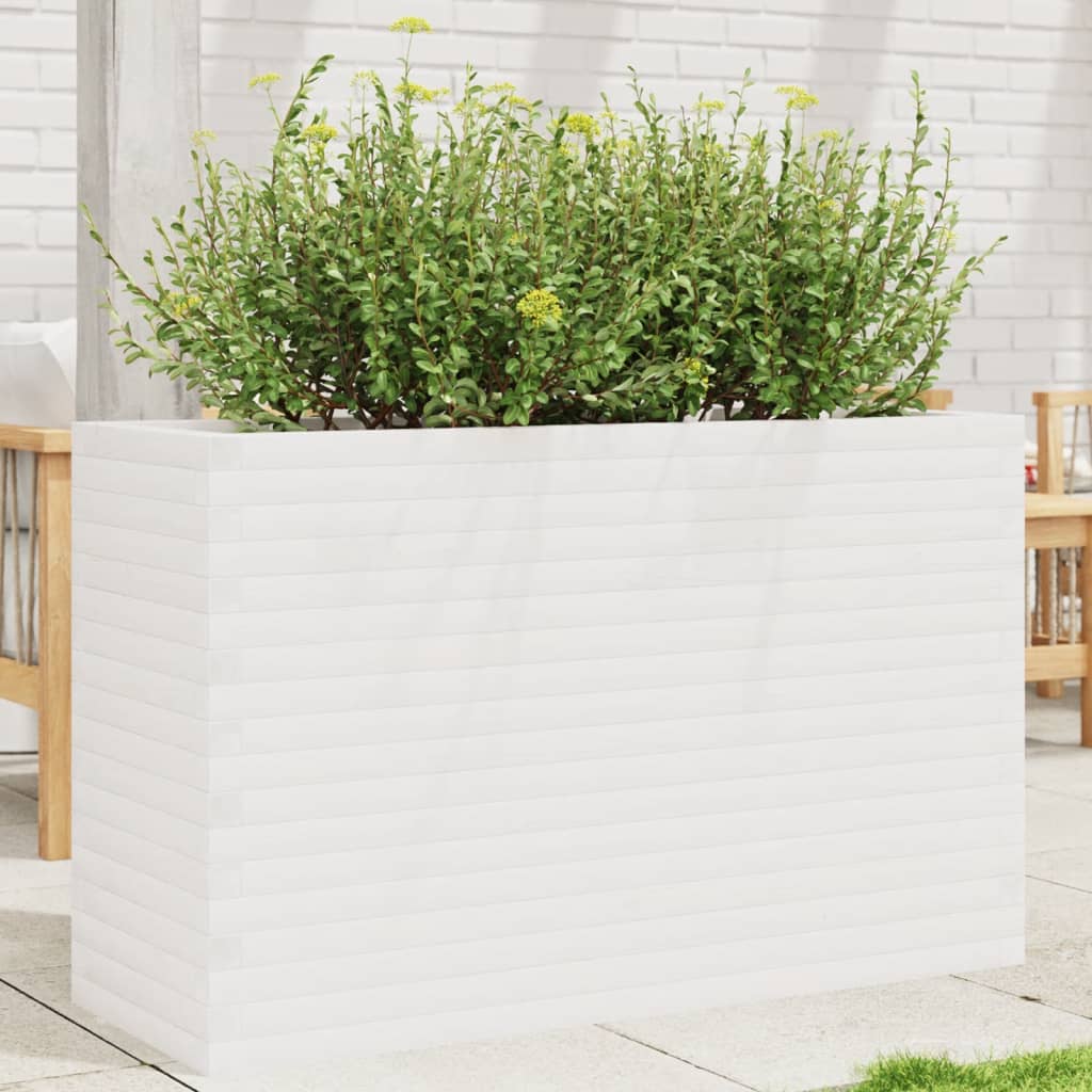 VidaXL Pflanzgefäß 110x40x68,5 cm massives Kiefernholz weiß