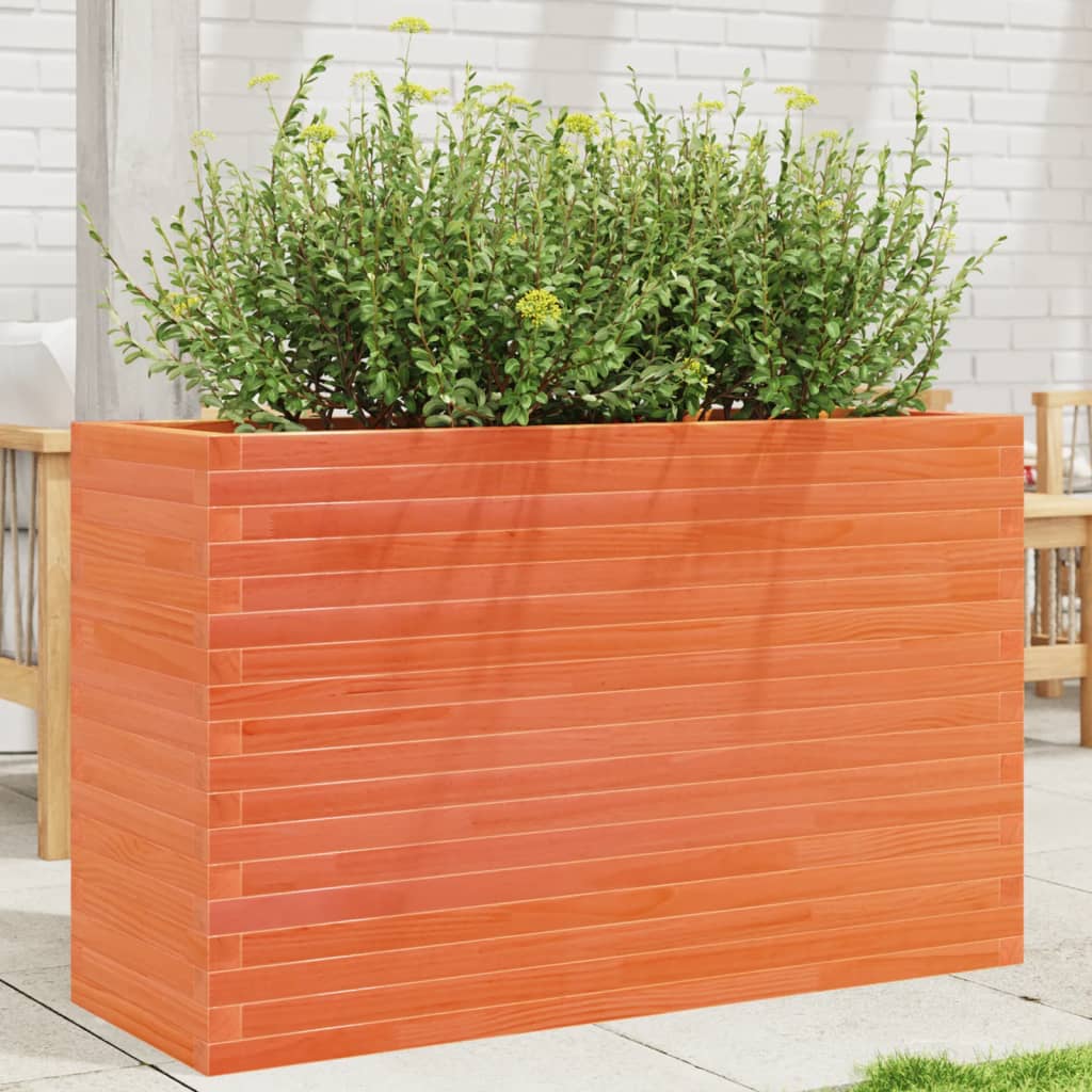 VidaXL Pflanzgefäß 110 x 40 x 68,5 cm, massives Kiefernholz, braun gewaschen