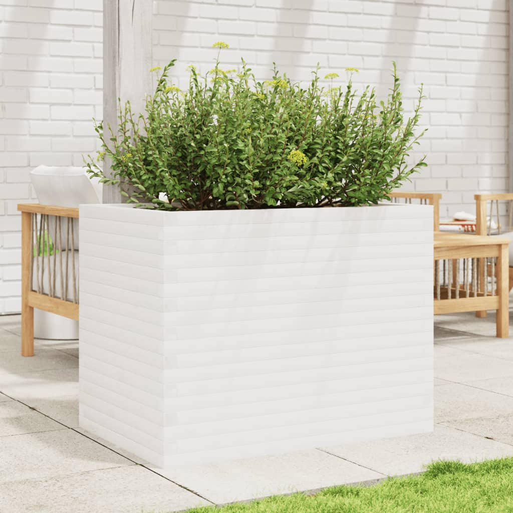 VidaXL Pflanzgefäß 90x60x68,5 cm massives Kiefernholz weiß
