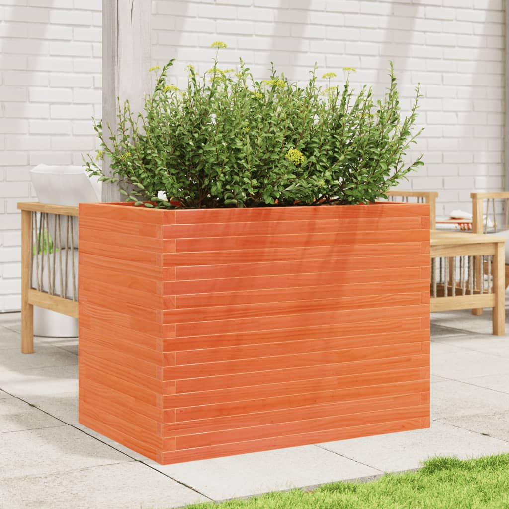 VidaXL Pflanzgefäß 90 x 60 x 68,5 cm, massives Kiefernholz, braun gewaschen