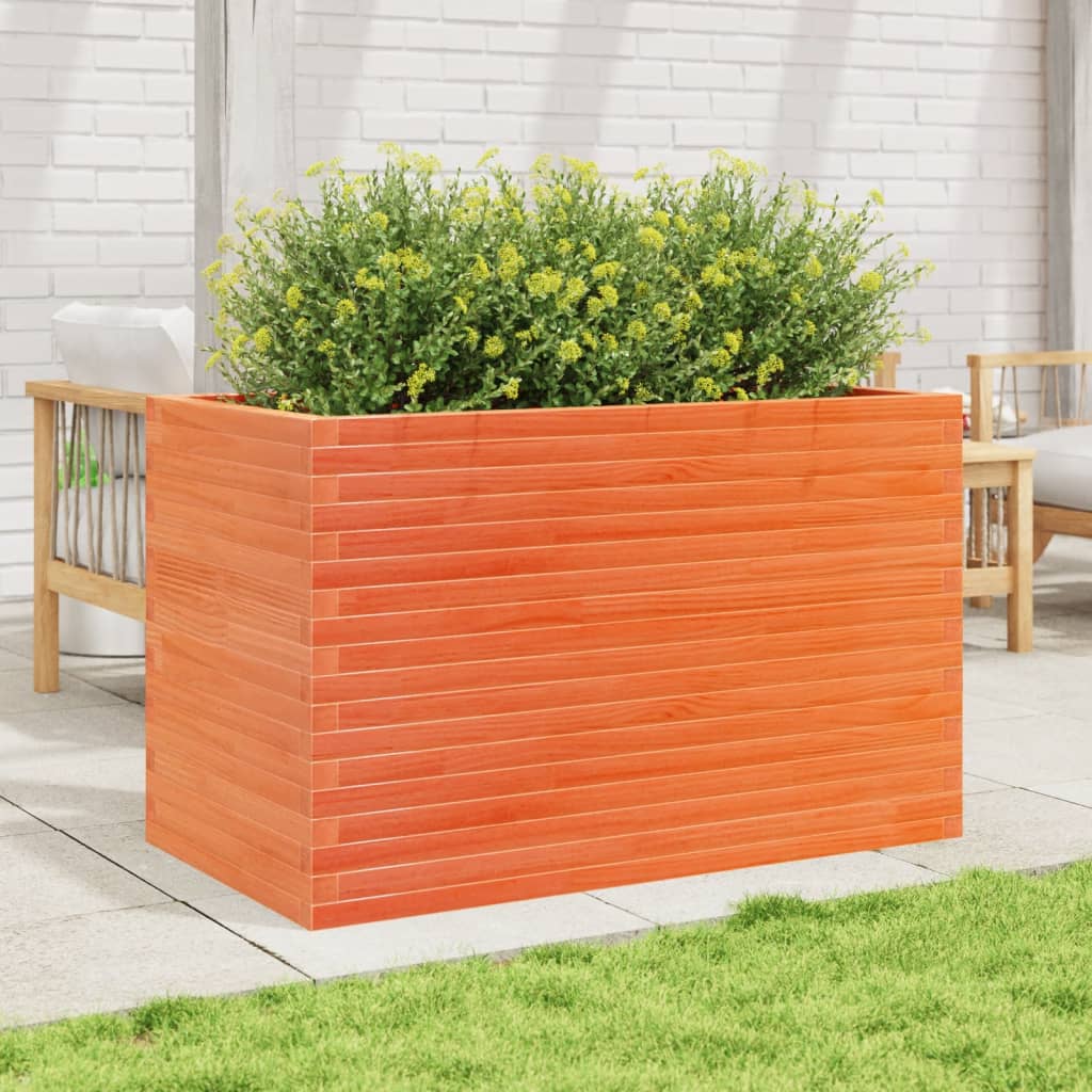 VidaXL Pflanzgefäß 110 x 60 x 68,5 cm, massives Kiefernholz, braun gewaschen