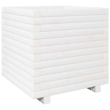 VidaXL Pflanzgefäß 50x50x49,5 cm massives Kiefernholz weiß