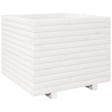 VidaXL Pflanzgefäß 60x60x49,5 cm massives Kiefernholz weiß
