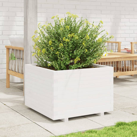 VidaXL Pflanzgefäß 70x70x49,5 cm massives Kiefernholz weiß