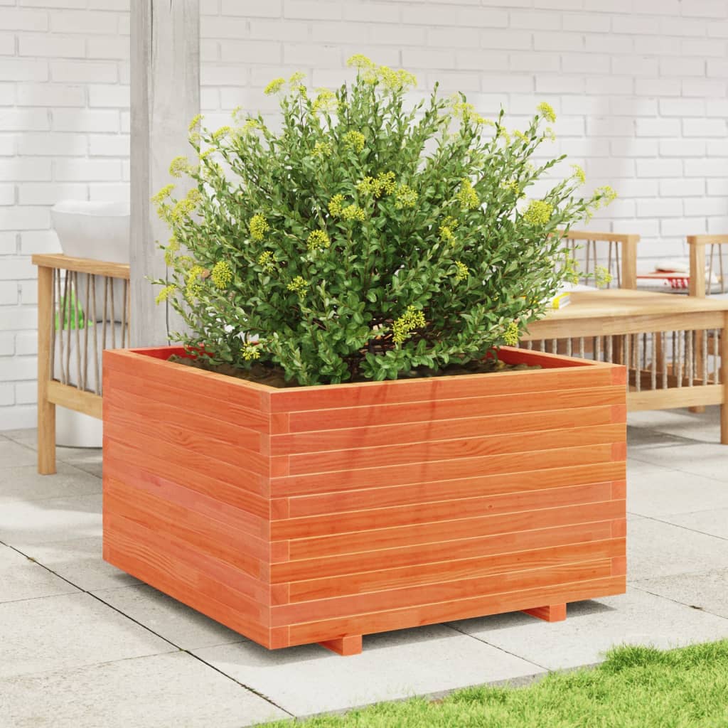 VidaXL Pflanzgefäß 80x80x49,5 cm massives Kiefernholz, braun gewaschen