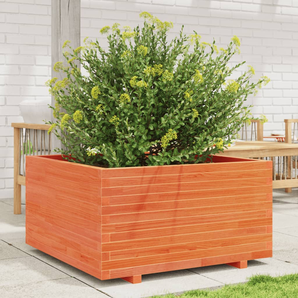 VidaXL Pflanzgefäß 90 x 90 x 49,5 cm, massives Kiefernholz, braun gewaschen