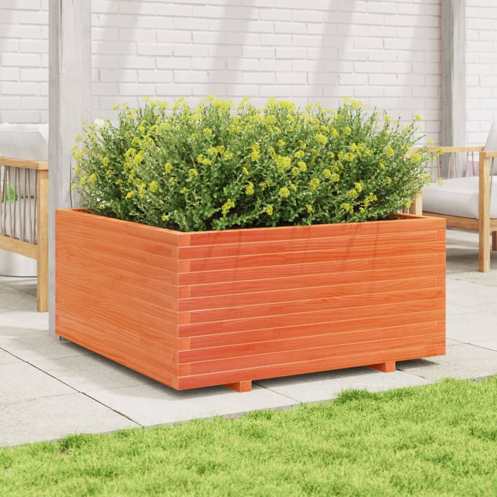 VidaXL Pflanzgefäß 100 x 100 x 49,5 cm, massives Kiefernholz, braun gewaschen