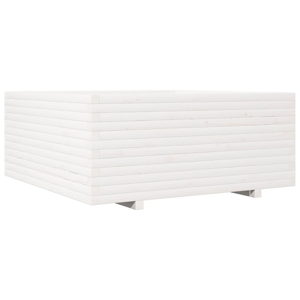 VidaXL Pflanzgefäß 110x110x49,5 cm massives Kiefernholz weiß
