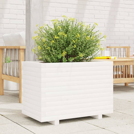 VidaXL Pflanzgefäß 70x40x49,5 cm massives Kiefernholz weiß
