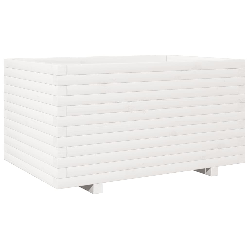 VidaXL Pflanzgefäß 90x60x49,5 cm massives Kiefernholz weiß