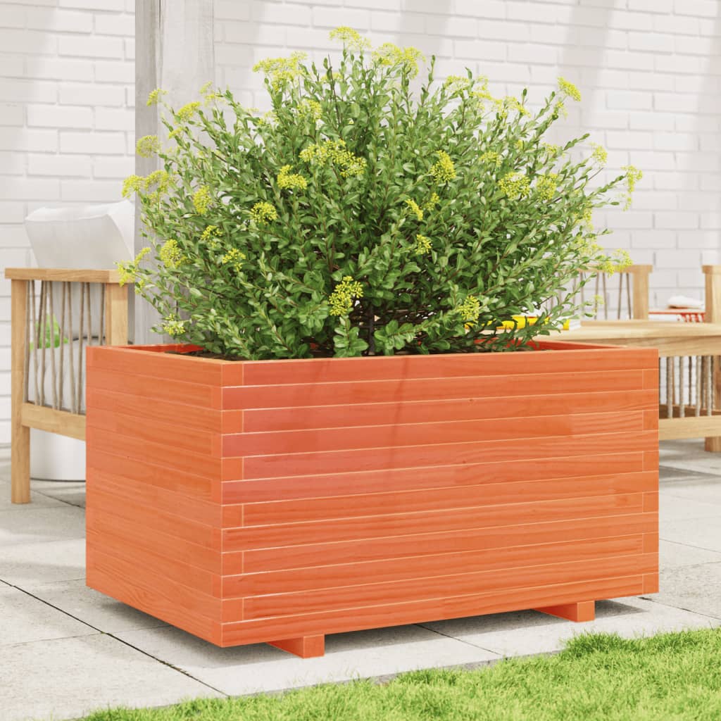 VidaXL Pflanzgefäß 90 x 60 x 49,5 cm, massives Kiefernholz, braun gewaschen