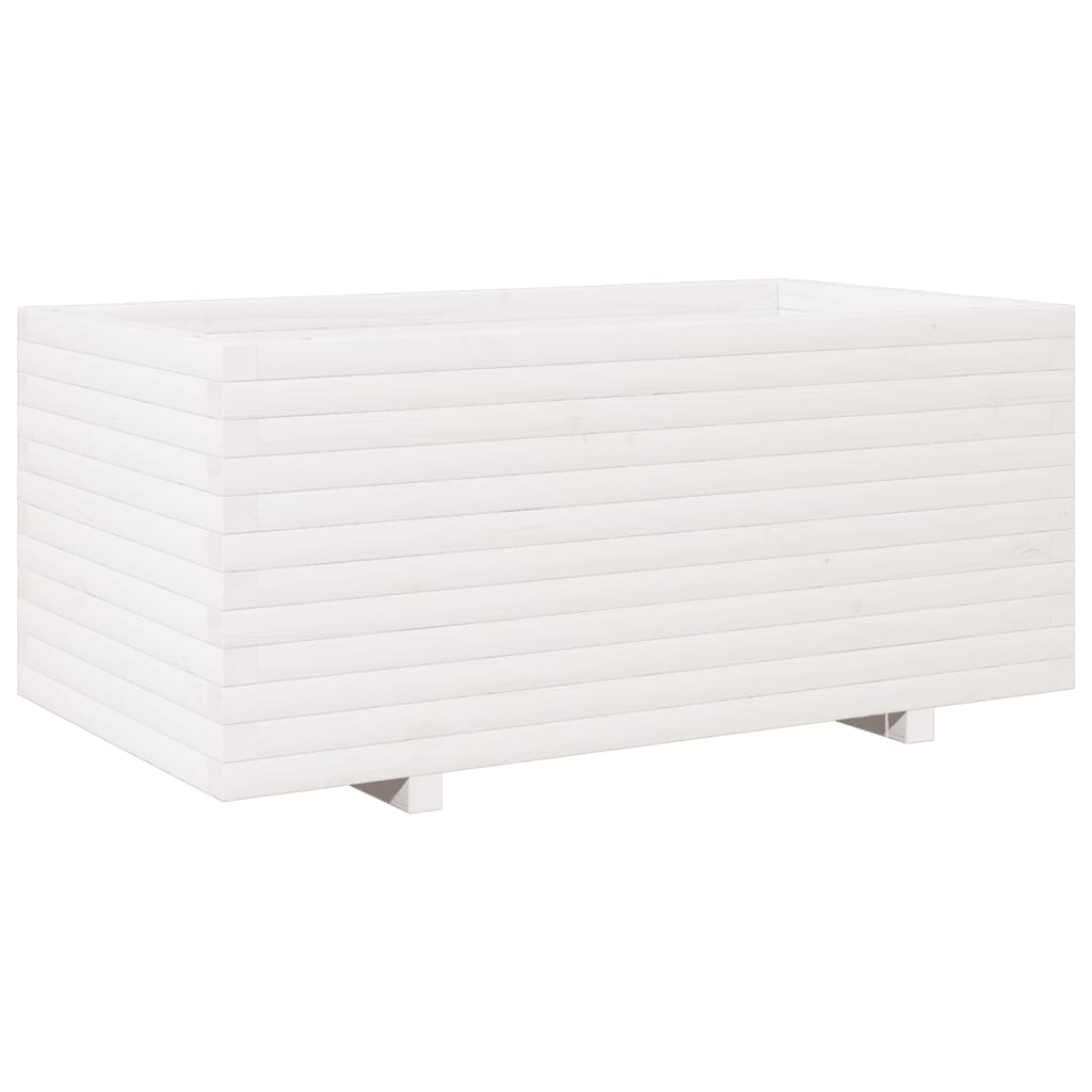 VidaXL Pflanzgefäß 110x60x49,5 cm massives Kiefernholz weiß