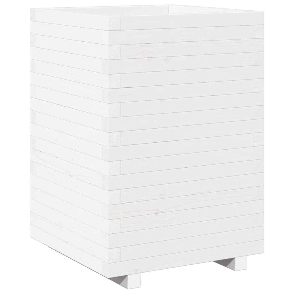 VidaXL Pflanzgefäß 50x50x72,5 cm massives Kiefernholz weiß