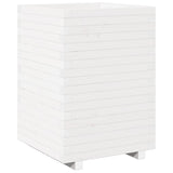 VidaXL Pflanzgefäß 50x50x72,5 cm massives Kiefernholz weiß