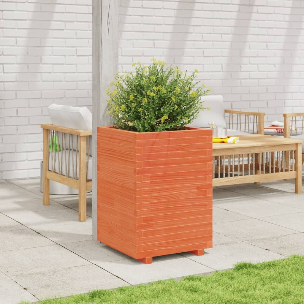 Vidaxx Pflanzgefäß 50x50x72,5 cm massives Kiefernholz, braun gewaschen