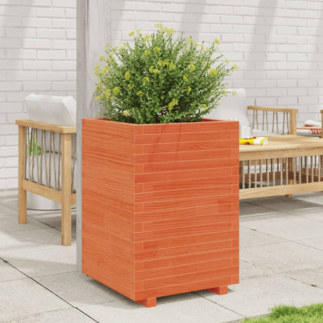 VidaXL Pflanzgefäß 50x50x72,5 cm massives Kiefernholz, braun gewaschen