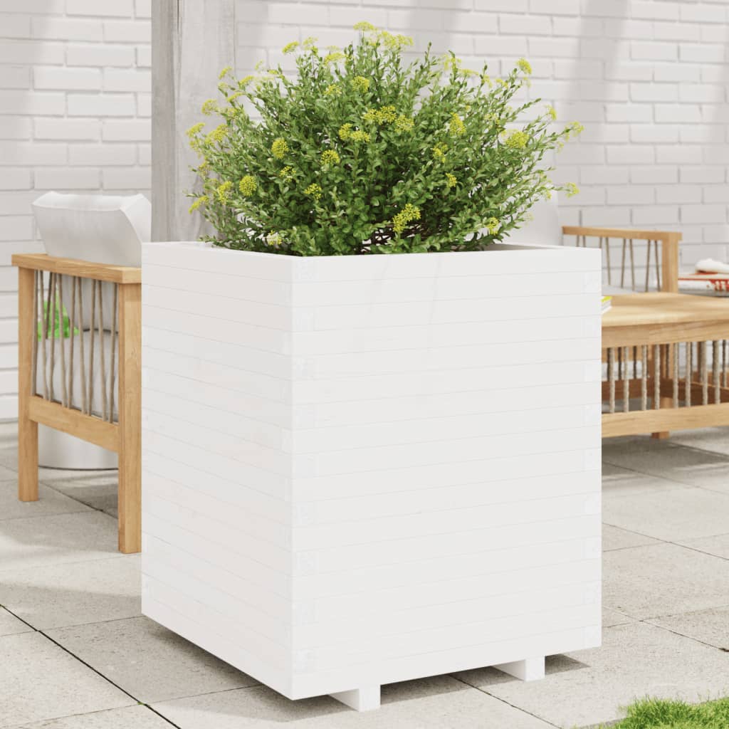 VidaXL Pflanzgefäß 60x60x72,5 cm massives Kiefernholz weiß