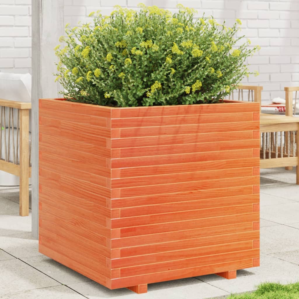 VidaXL Pflanzgefäß 70 x 70 x 72,5 cm, massives Kiefernholz, braun gewaschen