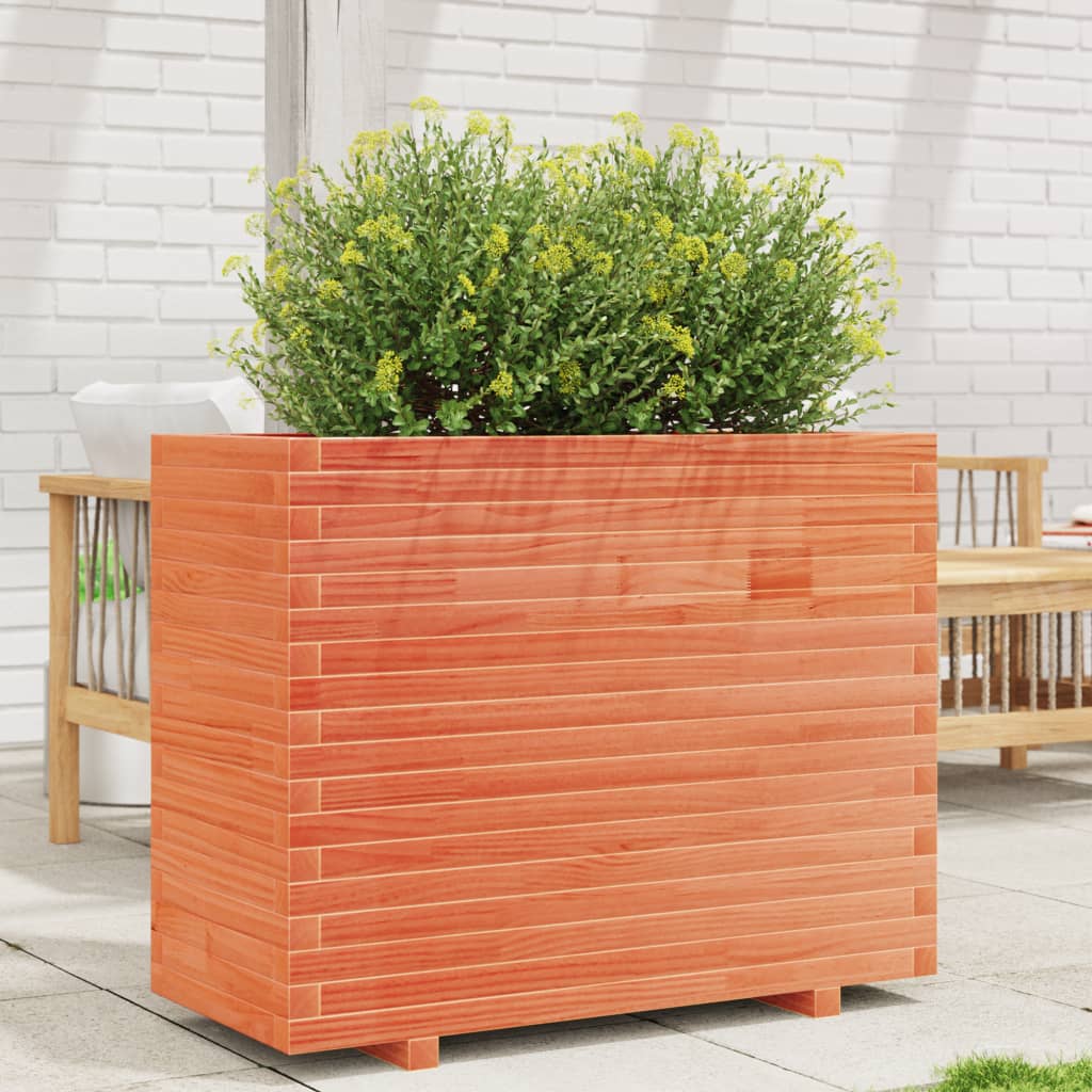 VidaXL Pflanzgefäß 90 x 40 x 72,5 cm, massives Kiefernholz, braun gewaschen