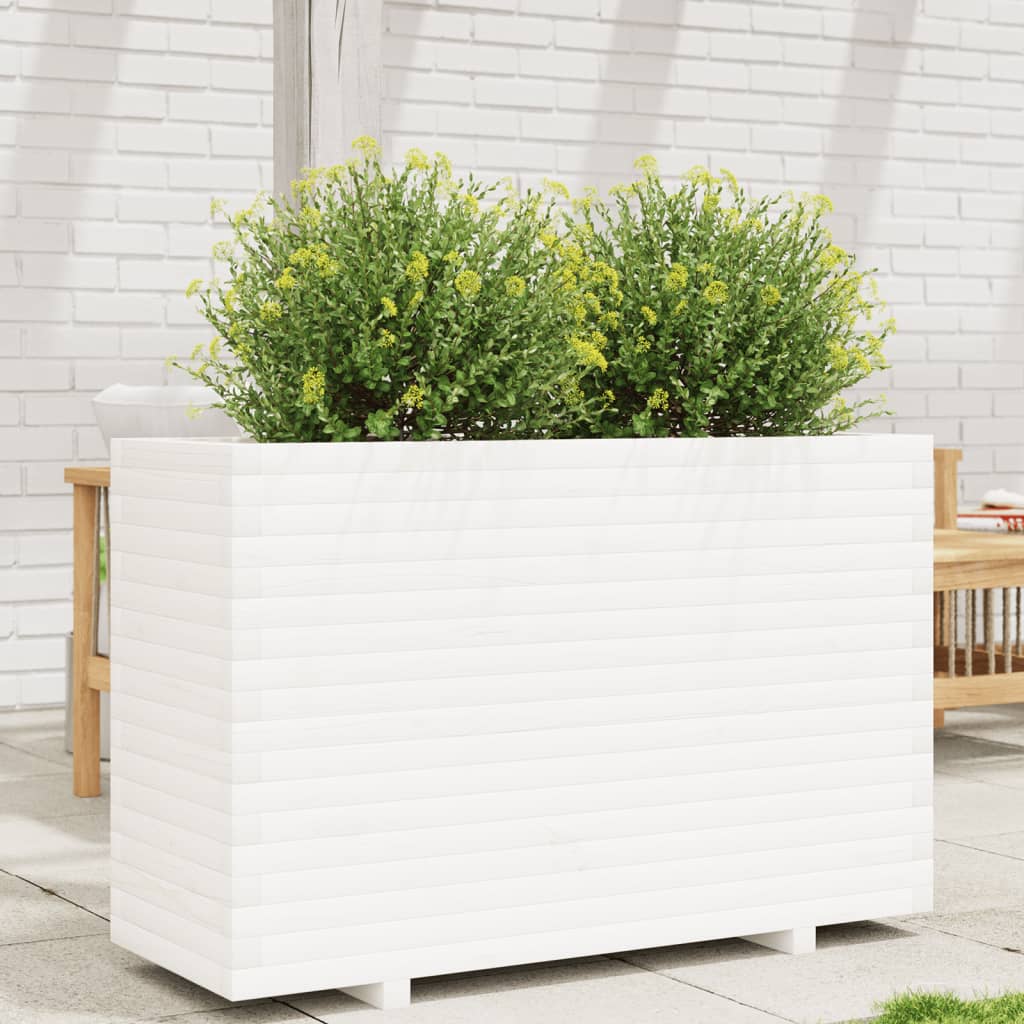 VidaXL Pflanzgefäß 110x40x72,5 cm massives Kiefernholz weiß