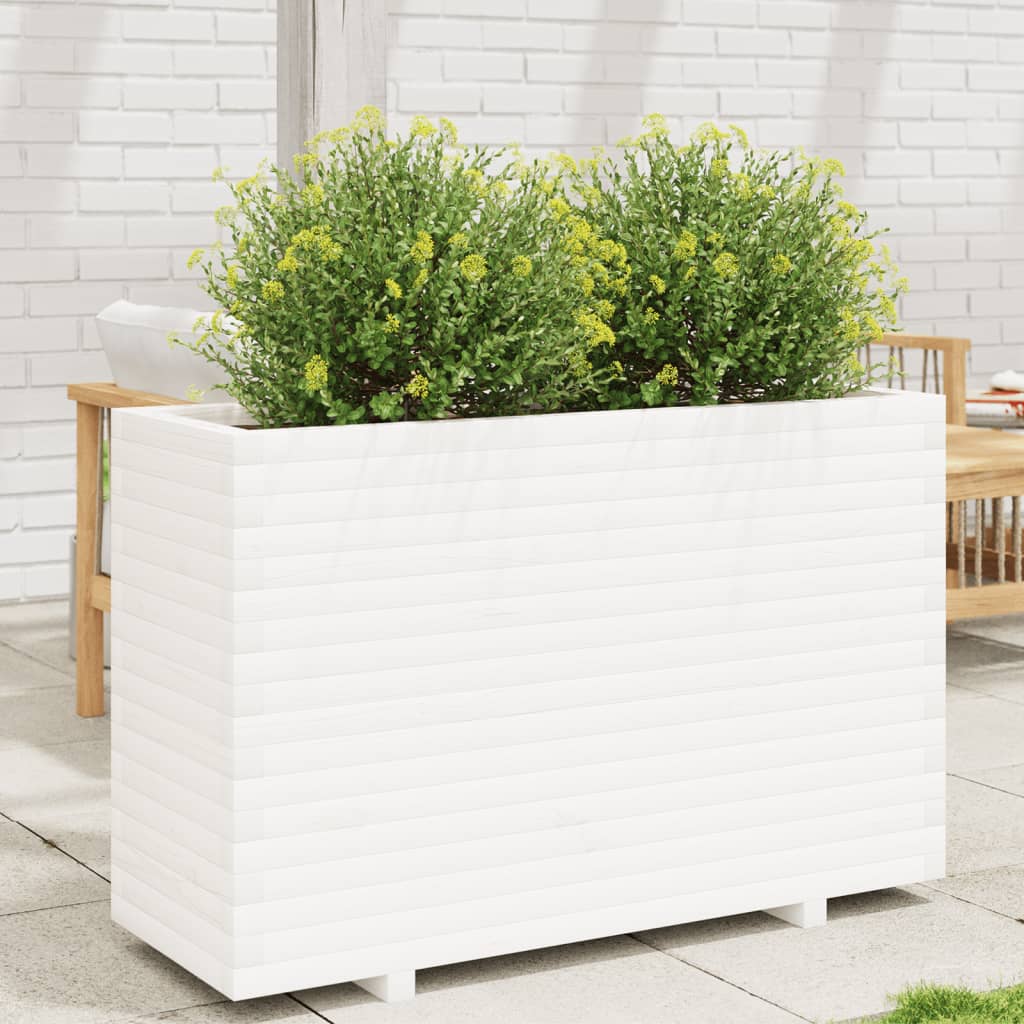 VidaXL Pflanzgefäß 110x40x72,5 cm massives Kiefernholz weiß