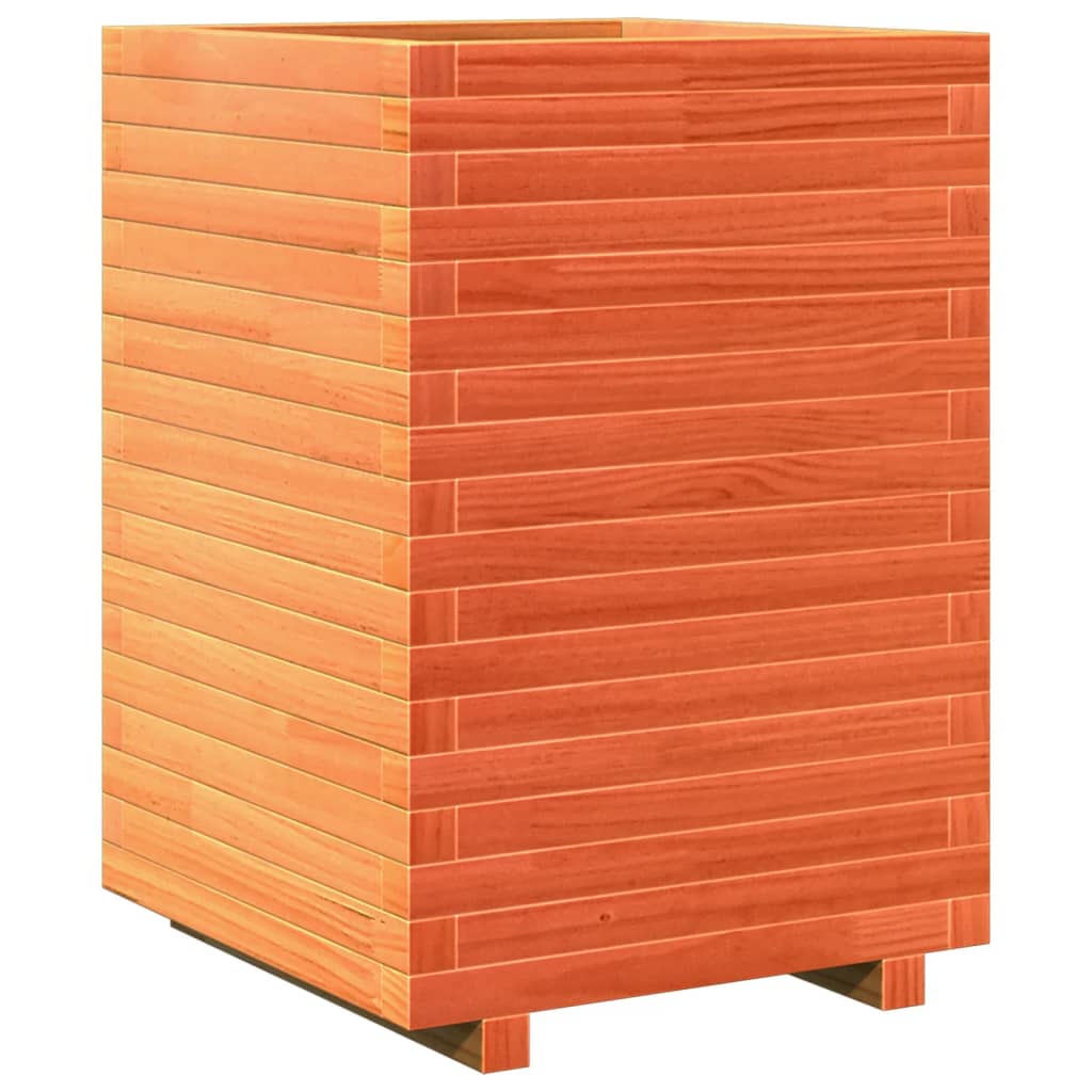 VidaXL Pflanzgefäß 50x50x72 cm massives Kiefernholz, braun gewaschen