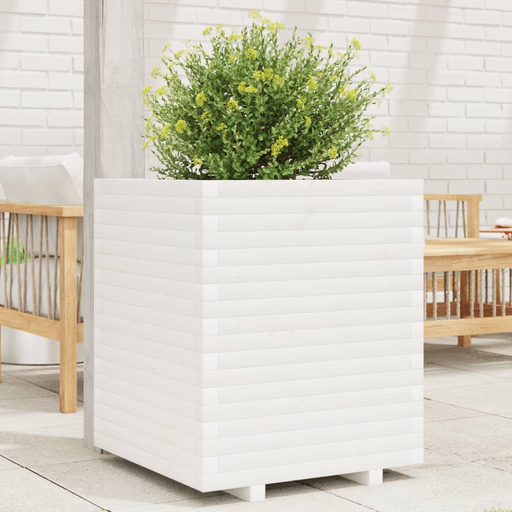 VidaXL Pflanzgefäß 60x60x72 cm massives Kiefernholz weiß