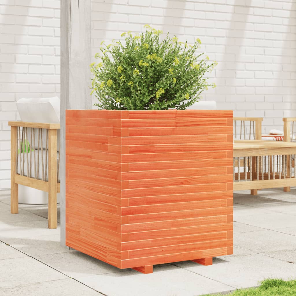 VidaXL Pflanzgefäß 60x60x72 cm massives Kiefernholz, braun gewaschen