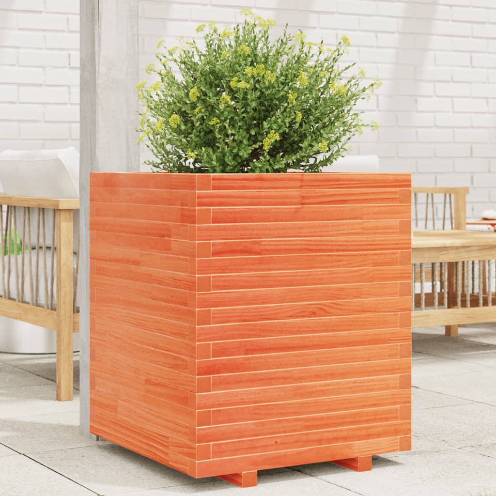 VidaXL Pflanzgefäß 60x60x72 cm massives Kiefernholz, braun gewaschen