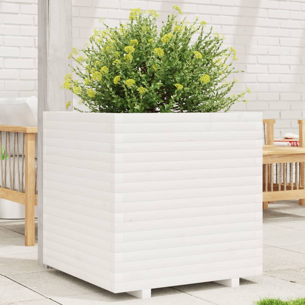 VidaXL Pflanzgefäß 70x70x72 cm massives Kiefernholz weiß