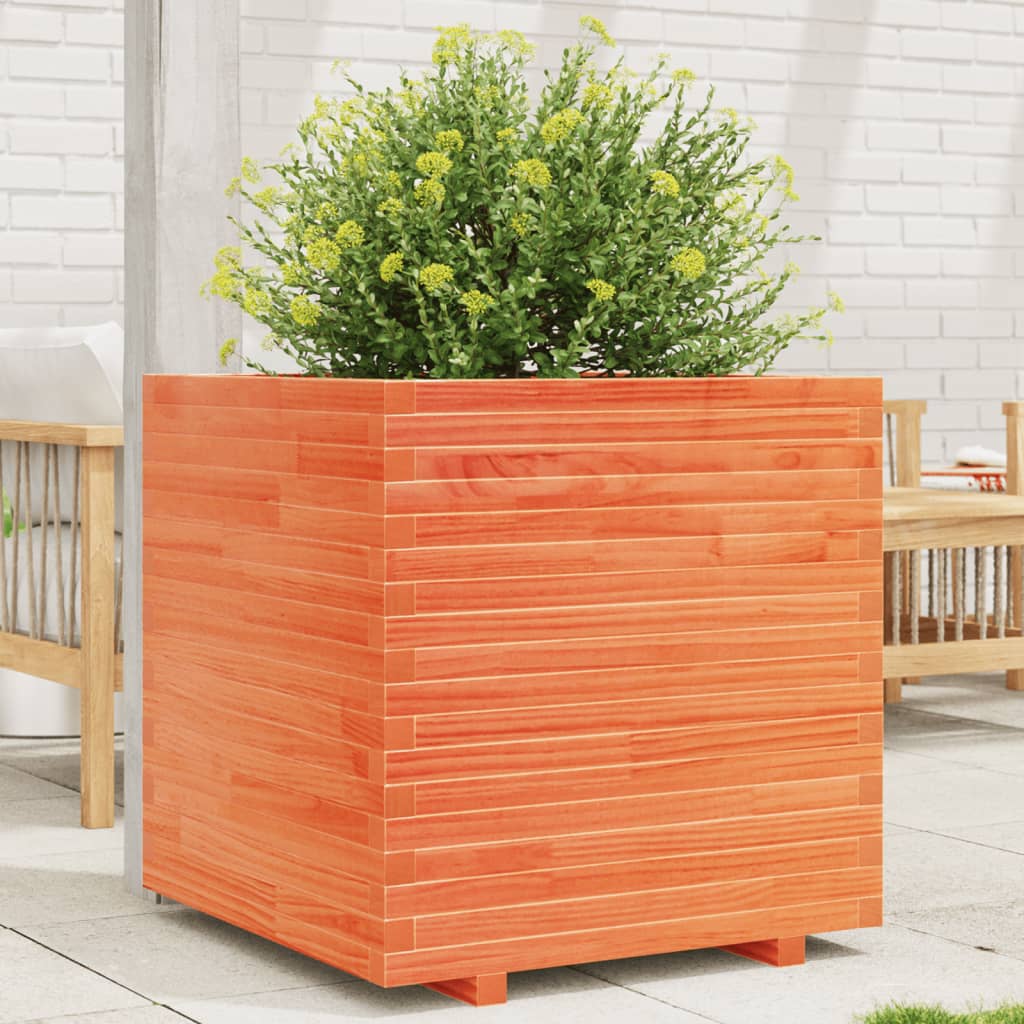 VidaXL Pflanzgefäß 70 x 70 x 72 cm, massives Kiefernholz, braun gewaschen