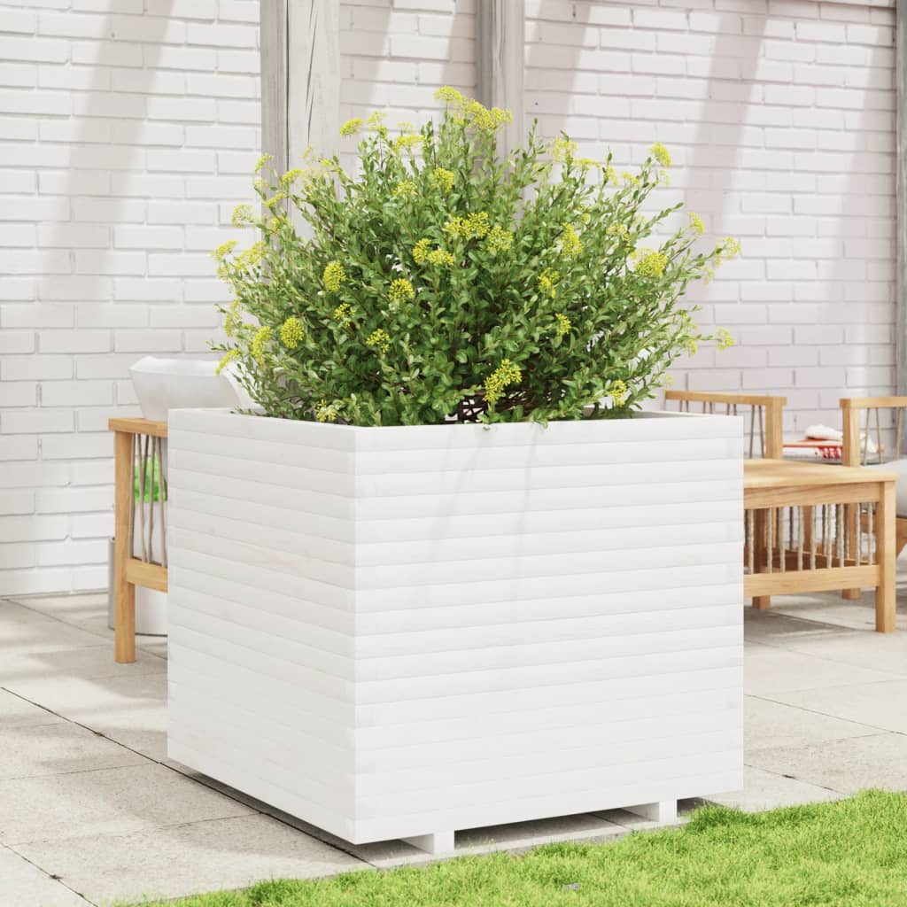 VidaXL Pflanzgefäß 80x80x72 cm massives Kiefernholz weiß