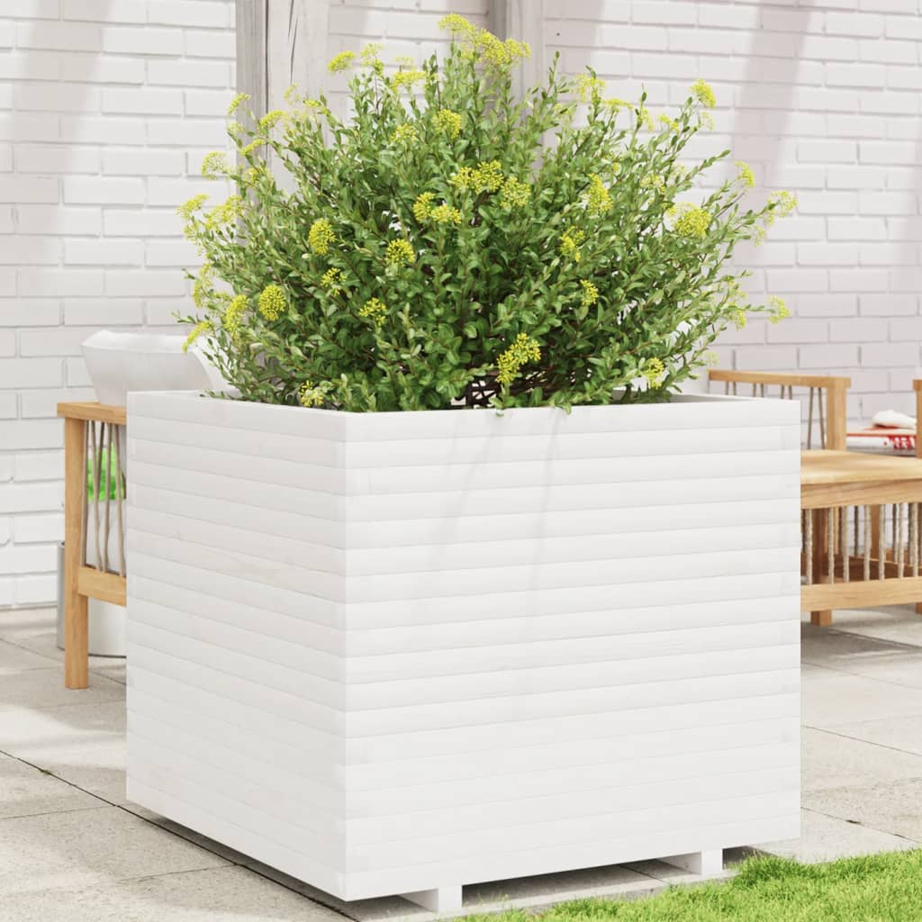 VidaXL Pflanzgefäß 80x80x72 cm massives Kiefernholz weiß