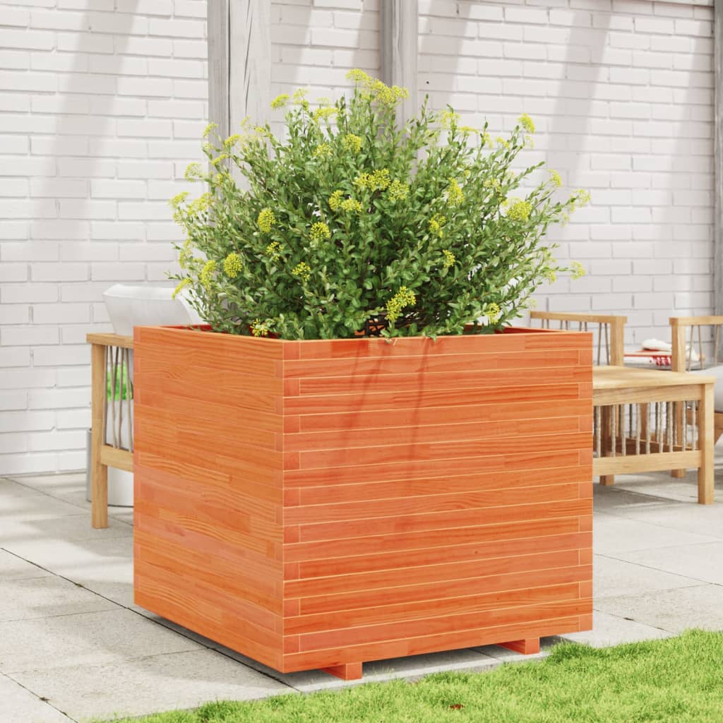 VidaXL Pflanzgefäß 80x80x72 cm massives Kiefernholz, braun gewaschen