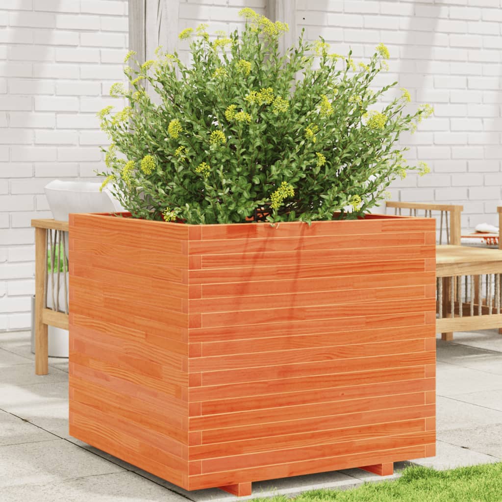 VidaXL Pflanzgefäß 80x80x72 cm massives Kiefernholz, braun gewaschen