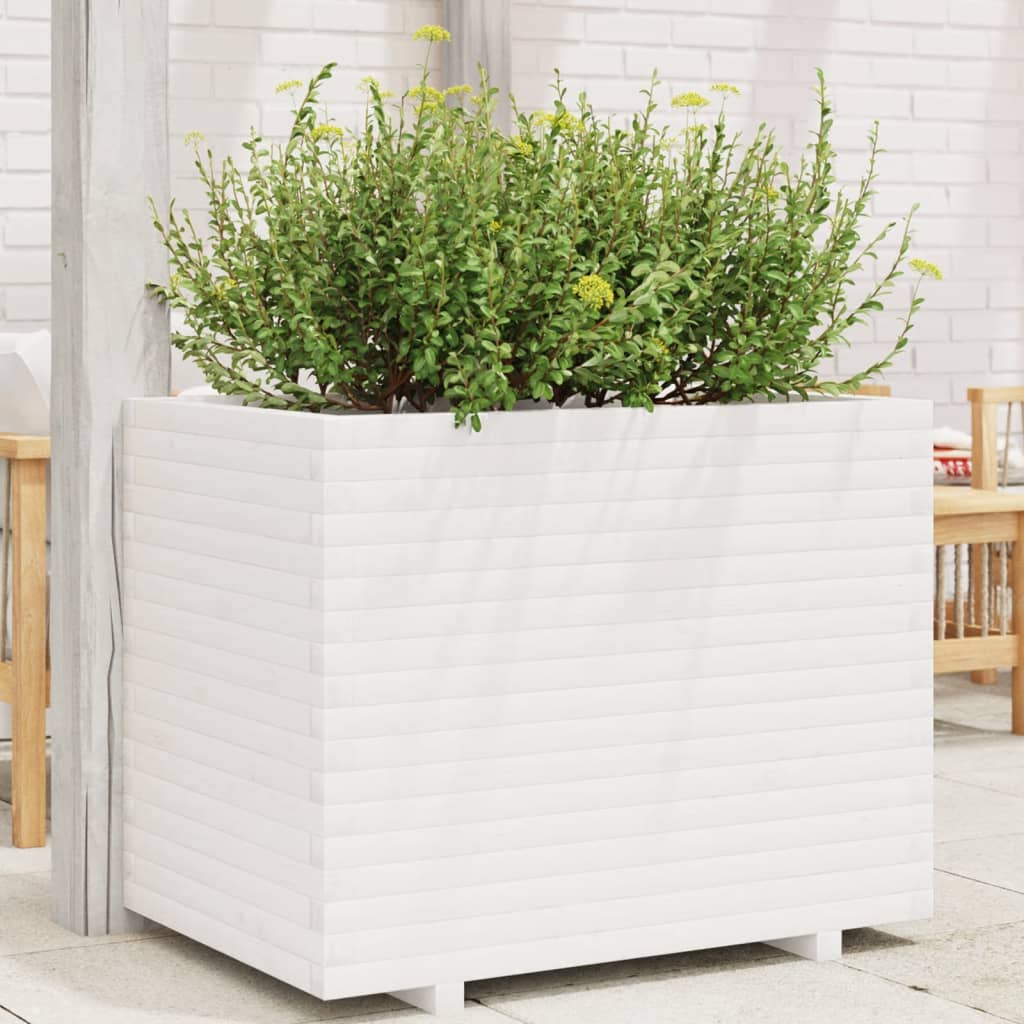VidaXL Pflanzgefäß 90x60x72 cm massives Kiefernholz weiß