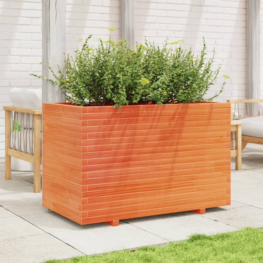 VidaXL Pflanzgefäß 110 x 60 x 72 cm, massives Kiefernholz, braun gewaschen