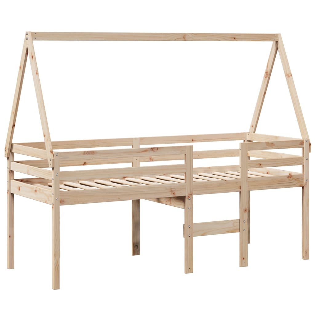 Vidaxl hoogslaper met dak massief grenenhout wasbruin 75x190 cm
