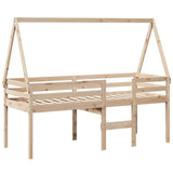 Vidaxl hoogslaper met dak massief grenenhout wasbruin 75x190 cm
