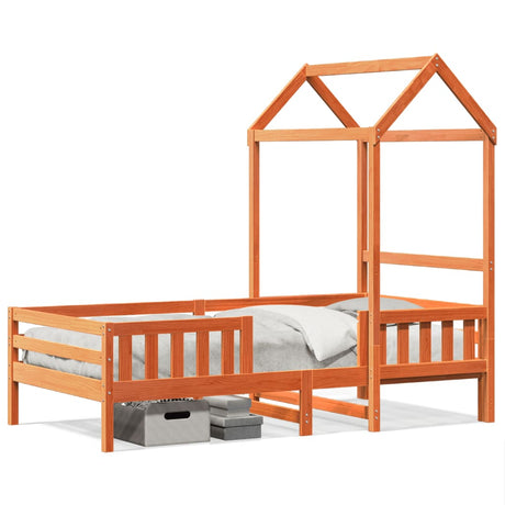 Vidaxl bedframe met huisje massief grenenhout wasbruin 75x190 cm