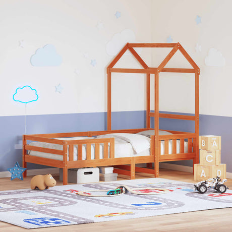 Vidaxl bedframe met huisje massief grenenhout wasbruin 75x190 cm