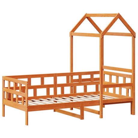 Vidaxl kinderbed met huisje massief grenenhout wasbruin 80x200 cm