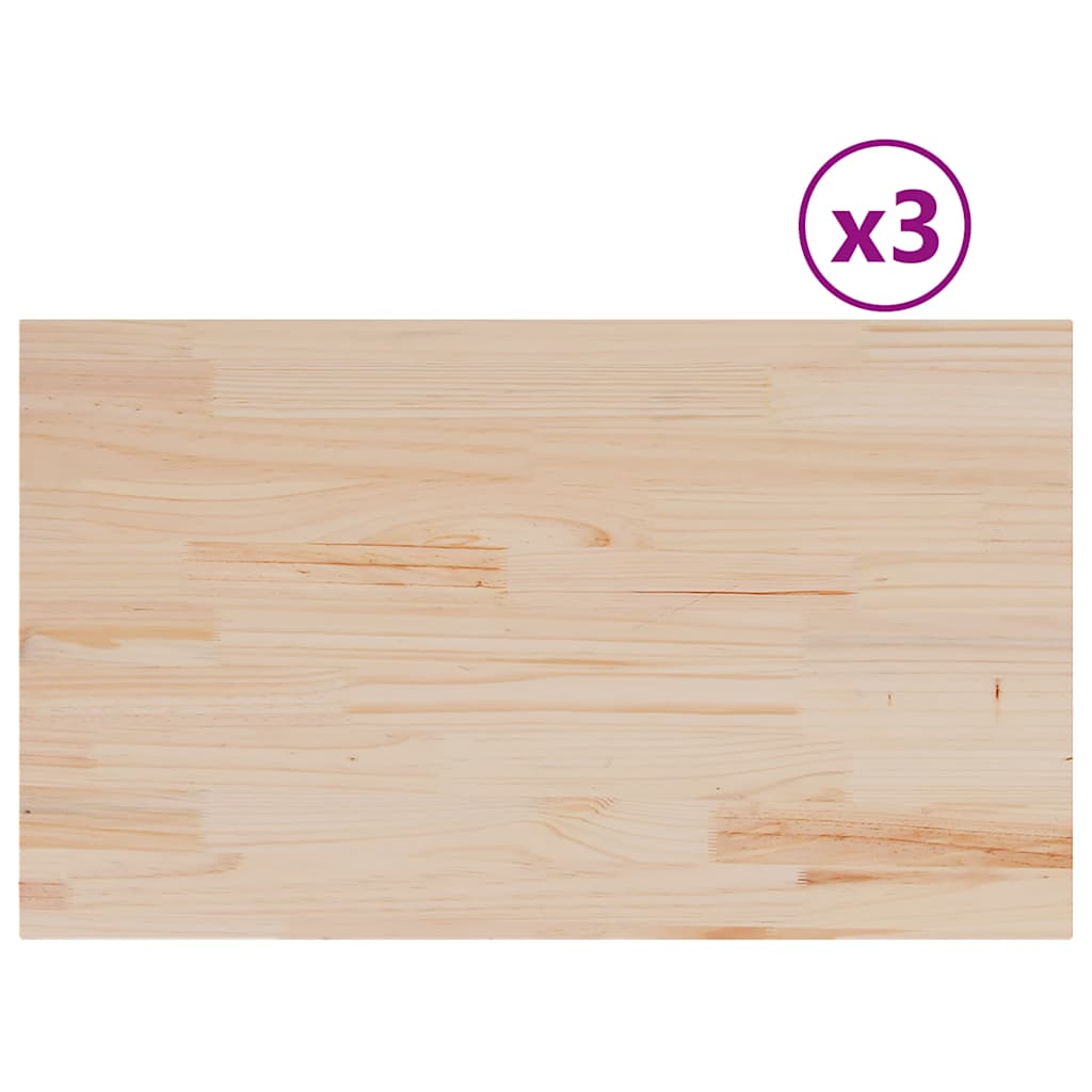 Vidaxl tafelbladen 3 st rechthoekig 80x47x2,5 cm massief grenenhout