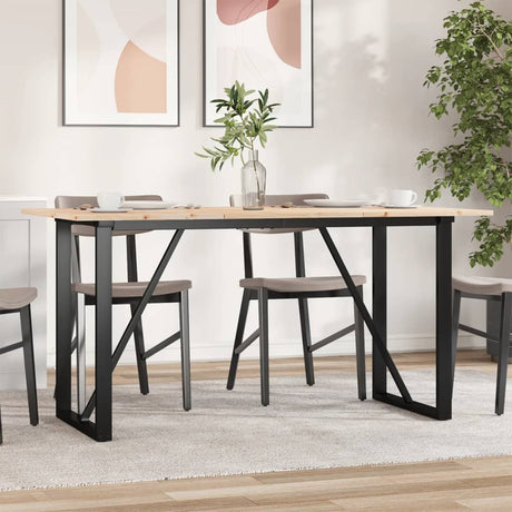 Vidaxl eettafel o-frame 140x80x75 cm massief grenenhout en staal