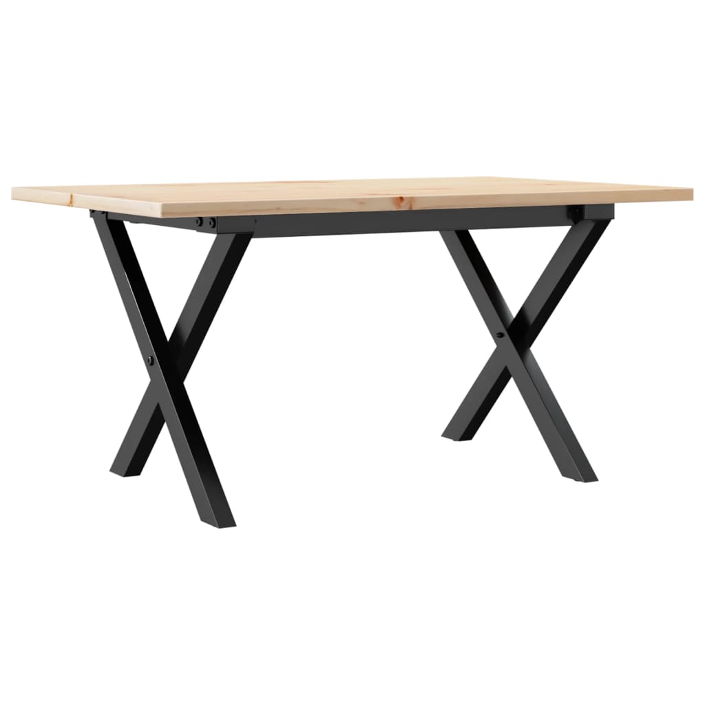 Vidaxl salontafel x-frame 80x50x40 cm massief grenenhout en staal