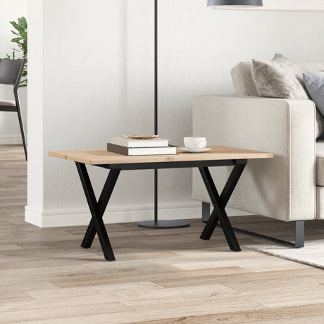 Vidaxl salontafel x-frame 80x50x40 cm massief grenenhout en staal
