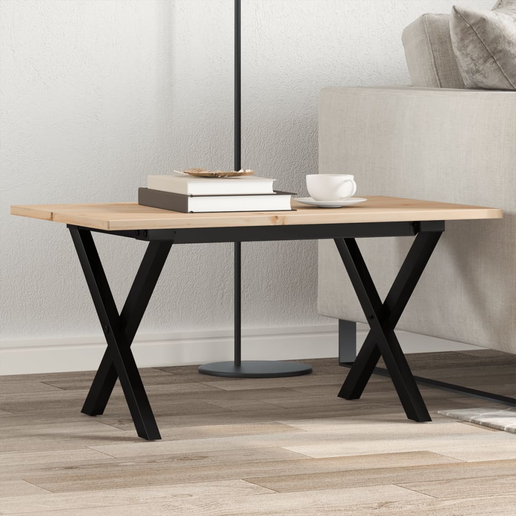 Vidaxl salontafel x-frame 80x50x40 cm massief grenenhout en staal