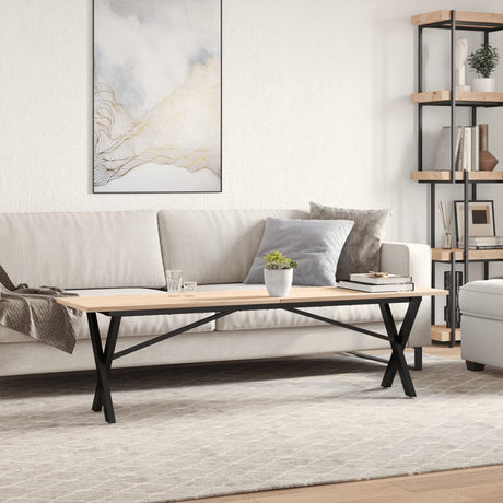 Vidaxl salontafel x-frame 160x40x45 cm massief grenenhout en staal
