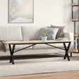 Vidaxl salontafel x-frame 160x40x45 cm massief grenenhout en staal