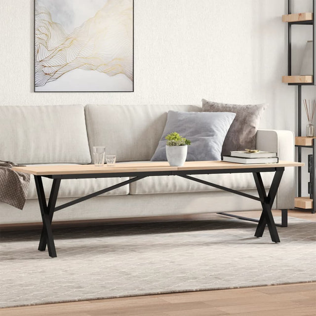 Vidaxl salontafel x-frame 160x40x45 cm massief grenenhout en staal